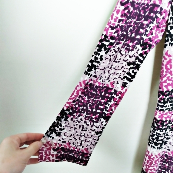 Eliza J Purple and Black Dotted Check Print Quarter Sleeve Gathered Dress - Picture 4 of 9